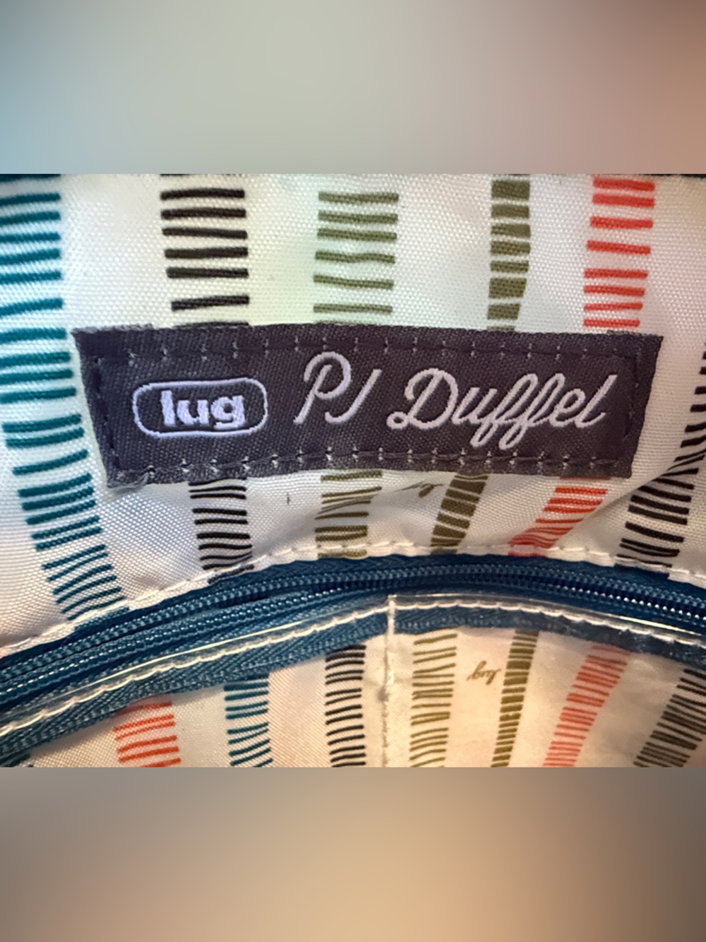 LUG Teal Tropical Leaf Travel Bag with Coral & Olive Accents - Picture 7 of 14
